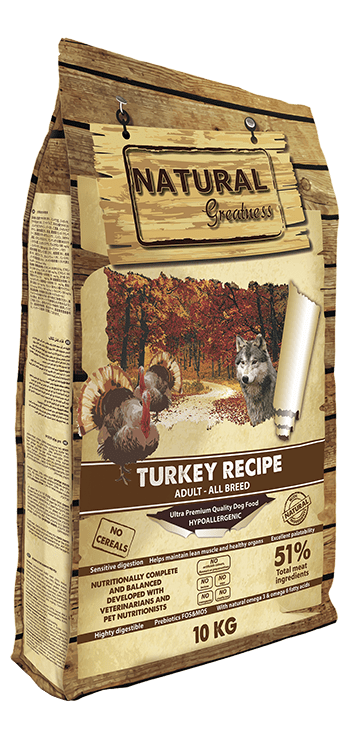 Natural Greatness Receta de Pavo pienso sin cereales para perros